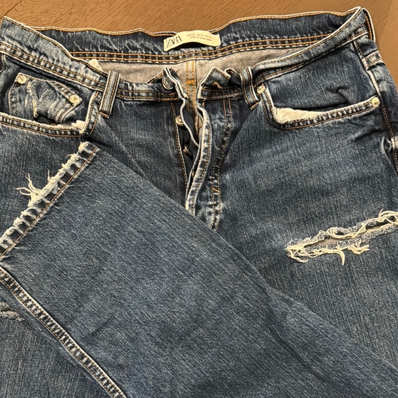 Zara Blue Skinny Jeans with Distressed Details - Picture 1 of 5